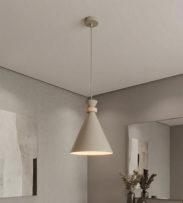 Lampa wisząca ZERO 1 MOKKA nowoczesna, beżowa, metal, drewno