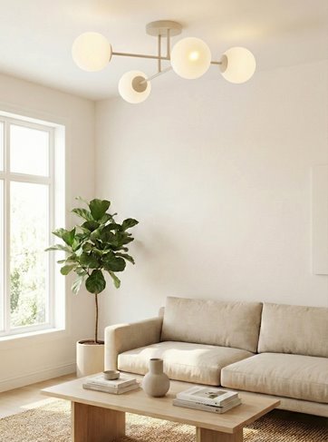 Lampa sufitowa ROMA 4 MOKKA OPAL nowoczesna, klosz, beżowa