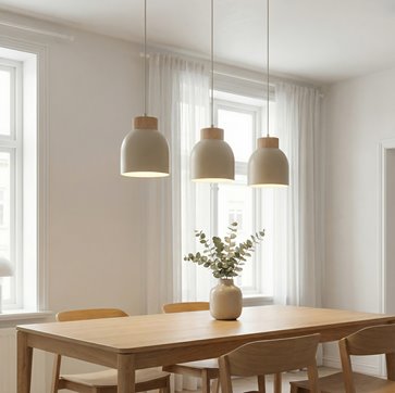 Lampa wisząca VIGO 3 MOKKA nowoczesna, beżowa, metal, drewno