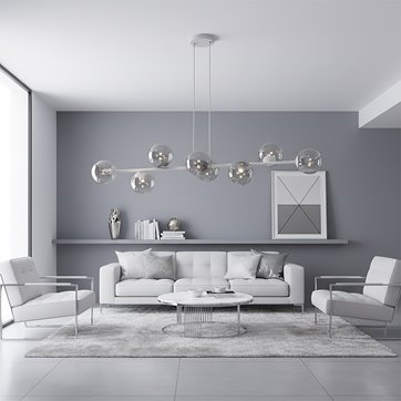 Lampa wisząca MAGNUS 8 GRAY GRAFIT nowoczesna, klosz, szara