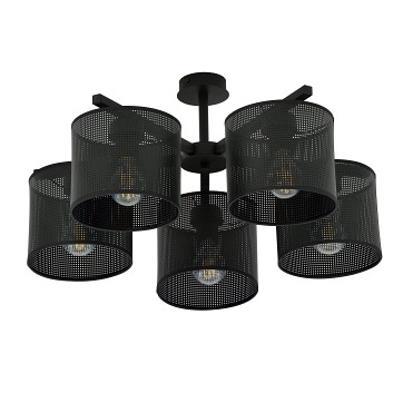 Żyrandol JORDAN 5 BLACK nowoczesna, abażur, czarny