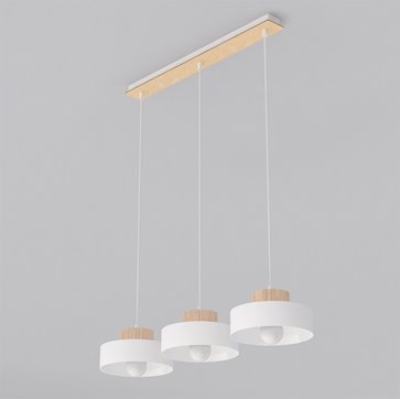 Lampa wisząca KIVI 3 WHITE nowoczesna, biała, metal, drewno