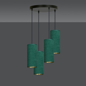 Lampa wisząca BENTE 4 BL PREMIUM GREEN abażur welur zielony