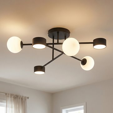 Lampa sufitowa HOLON 6 BLACK plafon, czarna, metal