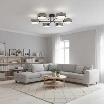 Lampa sufitowa MAGA 6 GRAY plafon, szara, abażur