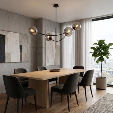 Lampa sufitowa HUNTER 4 BLACK/OPAL klosze kule czarna/biała