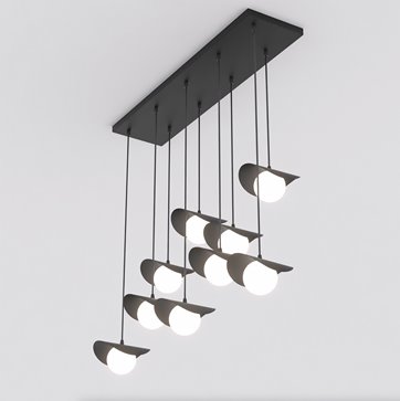 Lampa wisząca RITUAL 9 BLACK nowoczesna, czarna, metal