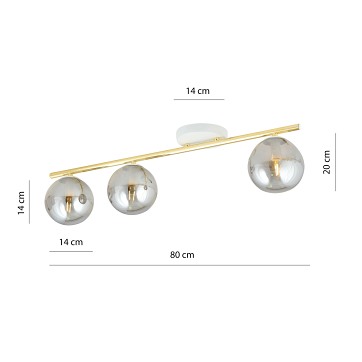 Lampa sufitowa MONZA 3 WH GRAFIT plafon biała/złota/grafit