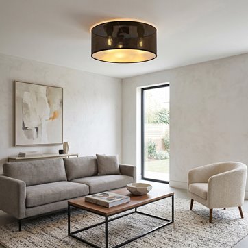 Lampa sufitowa ASTON 3 BLACK/GOLD abażur, czarno/złoty