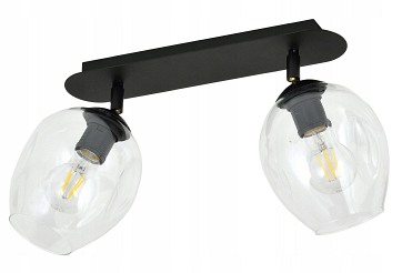 Lampa sufitowa FLOW 2 BL TRANSPARENT loft klosz czarna