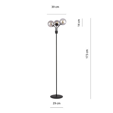 Lampa podłogowa NOVA LP3 BL/GRAFIT kule klosze czarna/grafit