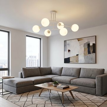 Lampa sufitowa PREGOS 6 WHITE klasyczna, klosz, biała