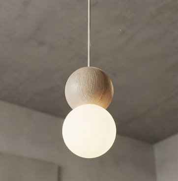 Lampa wisząca LOOP 4 MOKKA nowoczesna, beż, drewno, klosz