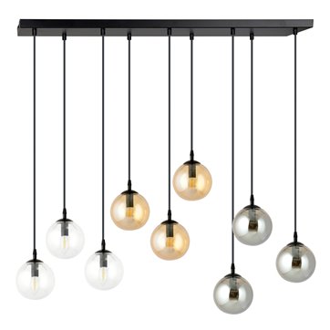 Lampa wisząca COSMO 9 BL MIX1 loft, klosz kolor mix, czarna