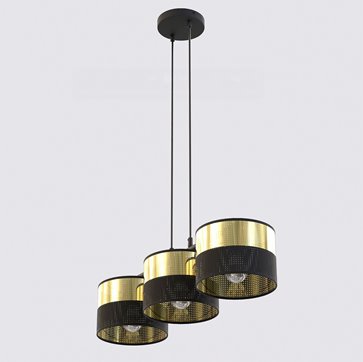 Lampa wisząca LUX 3 BL GOLD abażur, czarny, złoty