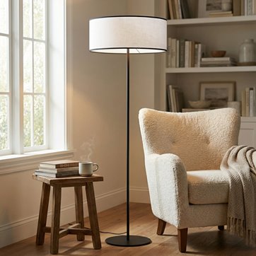 Lampa podłogowa ECO LP1 GRAY klasyczna, szara, abażur