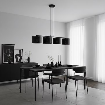 Lampa wisząca LUX 4 BLACK klasyczna, abażur, czarny