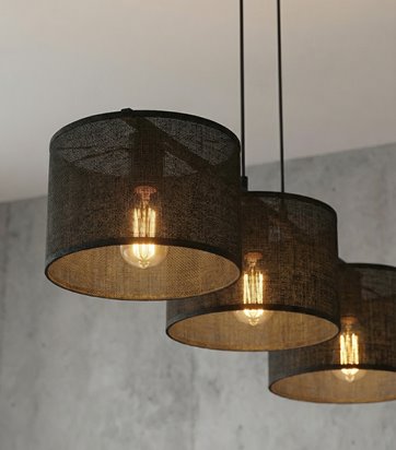 Lampa wisząca ECO 3 BLACK klasyczna, abażur, czarna