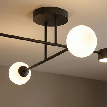 Lampa sufitowa HOLON 4 BLACK plafon, czarna, metal