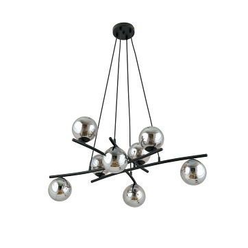 Lampa wisząca ESSA 8 GRAFIT klosze kule DESIGN czarna/grafit