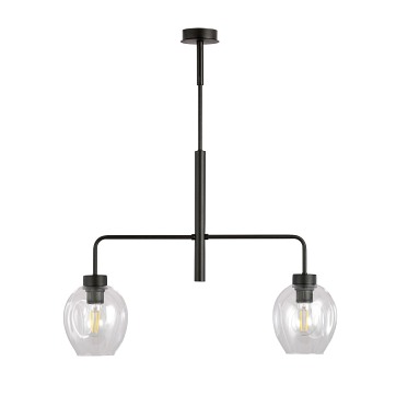 Żyrandol LUKKA 2 BLACK/TRANSPARENT loft, czarny, klosz szkło