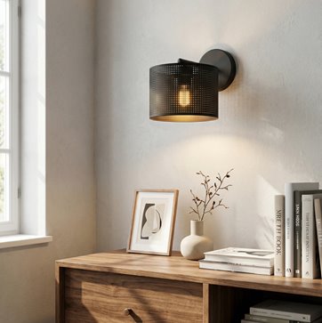 Kinkiet LUX K1 BLACK klasyczny, abażur, czarny