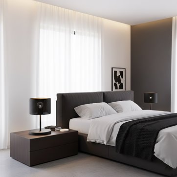 Lampka nocna LUX LN1 BLACK abażur, czarna, klasyczna