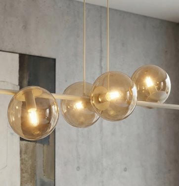 Lampa wisząca MAGNUS 6 MOKKA AMBER nowoczesna, klosz miodowa