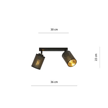 Lampa sufitowa BRONX 2 BLACK nowoczesna, abażur czarno/złoty