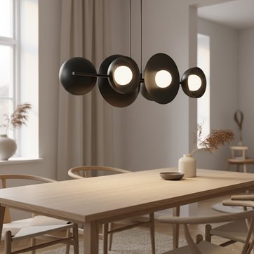 Lampa wisząca VOLUM 6 BLACK loft, czarna, metal