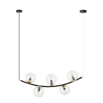 Lampa wisząca RITZ 5 BL TRANSPARENT nowoczesna, czarna