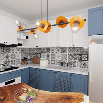 Lampa wisząca TOKEN 6 BL ORANGE loft, czarny, pomarańcz