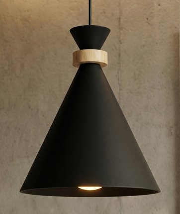 Lampa wisząca ZERO 3 BLACK nowoczesna, czarna, metal, drewno