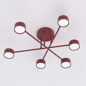 Lampa sufitowa HALO 6 BURGUNDY minimalistyczna, metal