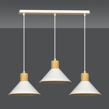Lampa wisząca ROWEN 3 WHITE japandi, regulowana, biała