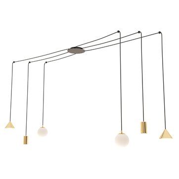 Lampa wisząca FUJI 6 GOLD designerska, pająk, złoty