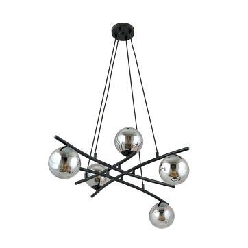Lampa wisząca ESSA 5 GRAFIT klosze kule DESIGN czarna/grafit