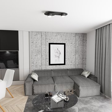 Lampa sufitowa STILO 2 BL BLACK plafon, czarna, metal, loft