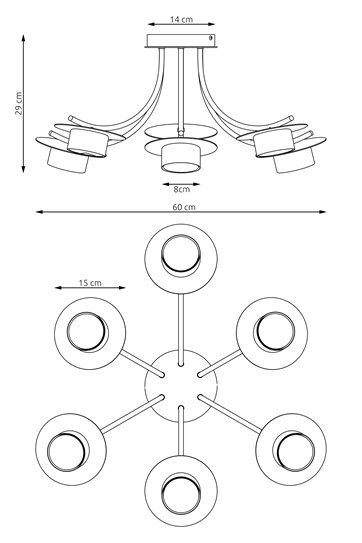 Lampa sufitowa ENSO 6 BL BLACK plafon, czarna, metal, loft