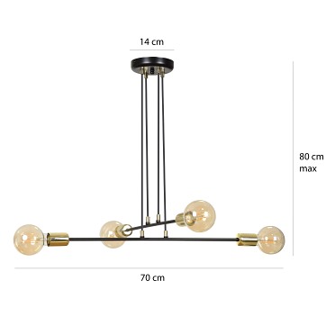 Lampa wisząca VESIO 4 WHITE nowoczesna, loft, biało/złota
