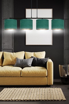 Lampa wisząca HILDE 4 BL GREEN abażur welur zielony