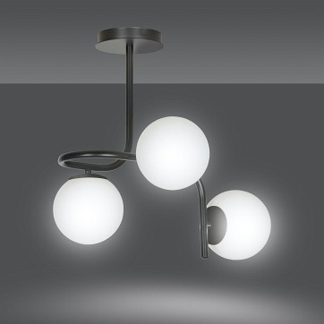 Lampa sufitowa KALF 3 BLACK klasyczna, klosz, czarno/biała
