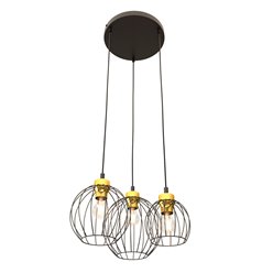 Lampa wisząca NANDO 3PREM BL GOLD loft, czarno/złota