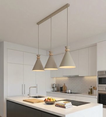 Lampa wisząca ZERO 3 MOKKA nowoczesna, beżowa, metal, drewno