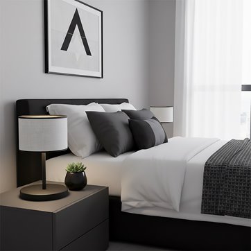 Lampka nocna ECO LN1 GRAY abażur, szara, klasyczna