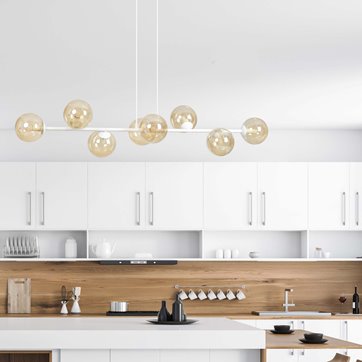 Lampa wisząca ROSSI 8 WH MIODOWA klosz bursztyn biała