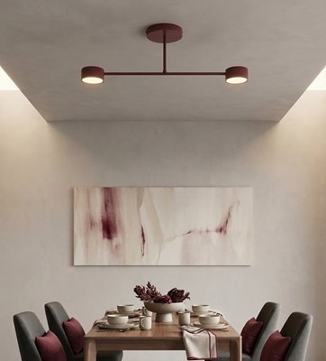 Lampa sufitowa HALO 2 BURGUNDY minimalistyczna, metal