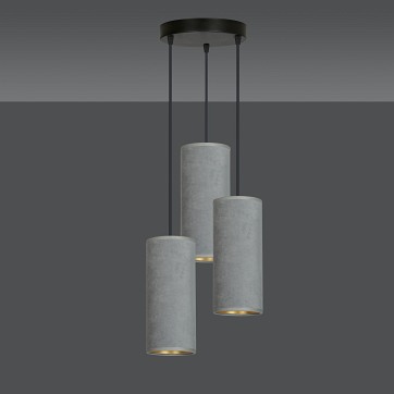 Lampa wisząca BENTE 3 BL PREMIUM GRAY abażur welur szary