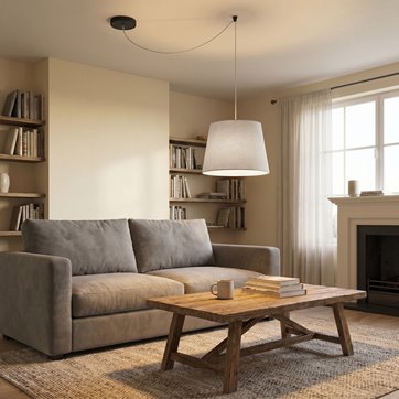 Lampa wisząca ASCOT 1 GRAY abażur, szary, klasyczna