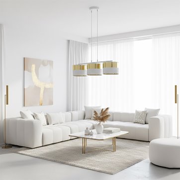 Lampa wisząca LUX 3 WH GOLD abażur, biały, złoty